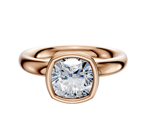 14K Rose Gold Bezel Full Bezel North/South Classic Dome 3.0mm Engagement Ring
