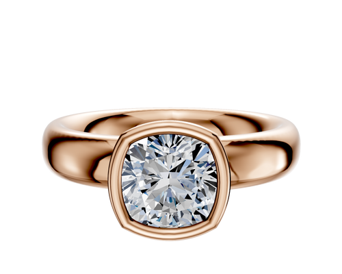 14K Rose Gold Bezel Full Bezel North/South Classic Dome 4.0mm Engagement Ring