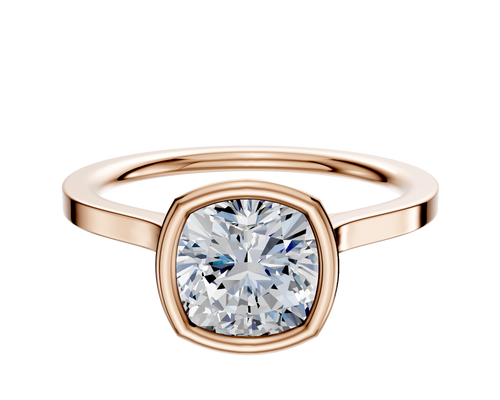 14K Rose Gold Bezel Full Bezel North/South Cathedral Flat 1.5mm Engagement Ring