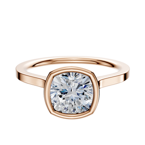 14K Rose Gold Bezel Full Bezel North/South Cathedral Flat 1.5mm Engagement Ring