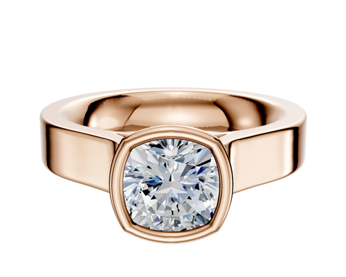 14K Rose Gold Bezel Full Bezel North/South Cathedral Flat 4.0mm Engagement Ring