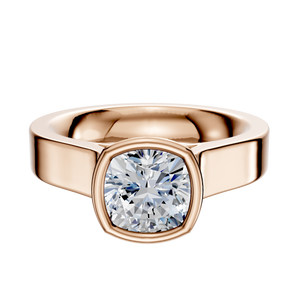 14K Rose Gold Bezel Full Bezel North/South Cathedral Flat 4.0mm Engagement Ring