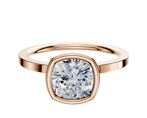 14K Rose Gold Bezel Full Bezel North/South Classic Flat 1.5mm Engagement Ring