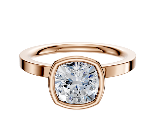 14K Rose Gold Bezel Full Bezel North/South Classic Flat 2.0mm Engagement Ring