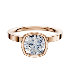 14K Rose Gold Bezel Full Bezel North/South Classic Flat 2.0mm Engagement Ring