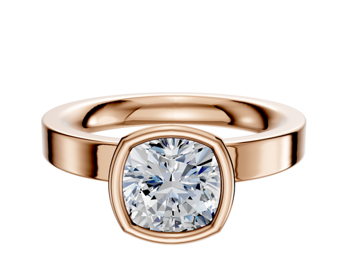 14K Rose Gold Bezel Full Bezel North/South Classic Flat 3.0mm Engagement Ring
