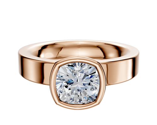 14K Rose Gold Bezel Full Bezel North/South Classic Flat 4.0mm Engagement Ring