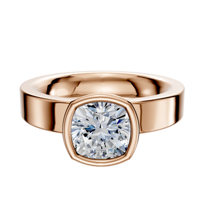 14K Rose Gold Bezel Full Bezel North/South Classic Flat 4.0mm Engagement Ring