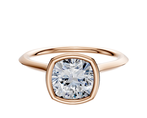 14K Rose Gold Bezel Full Bezel North/South Cathedral Knife Edge 1.5mm Engagement Ring