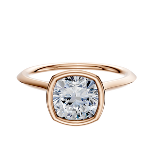14K Rose Gold Bezel Full Bezel North/South Cathedral Knife Edge 1.5mm Engagement Ring