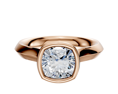 14K Rose Gold Bezel Full Bezel North/South Cathedral Knife Edge 3.0mm Engagement Ring