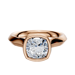 14K Rose Gold Bezel Full Bezel North/South Cathedral Knife Edge 3.0mm Engagement Ring