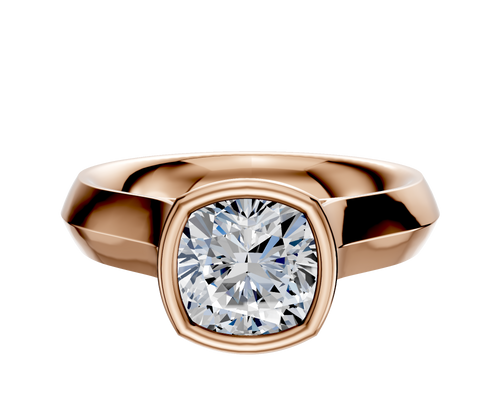 14K Rose Gold Bezel Full Bezel North/South Cathedral Knife Edge 4.0mm Engagement Ring