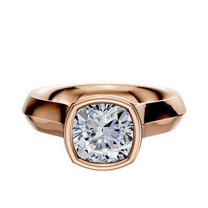 14K Rose Gold Bezel Full Bezel North/South Cathedral Knife Edge 4.0mm Engagement Ring