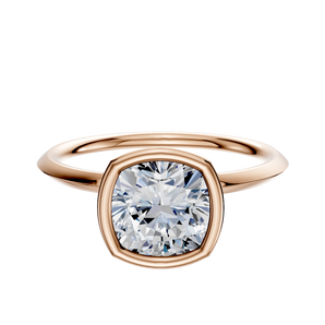 14K Rose Gold Bezel Full Bezel North/South Classic Knife Edge 1.5mm Engagement Ring