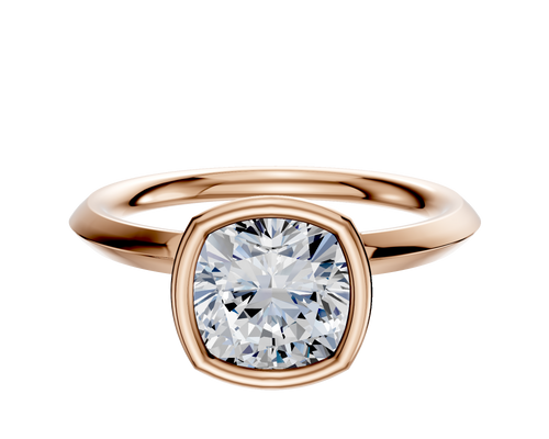 14K Rose Gold Bezel Full Bezel North/South Classic Knife Edge 2.0mm Engagement Ring