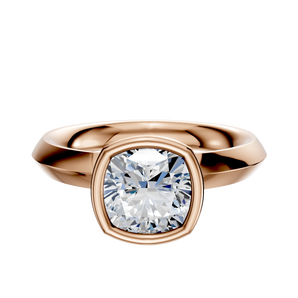 14K Rose Gold Bezel Full Bezel North/South Classic Knife Edge 3.0mm Engagement Ring