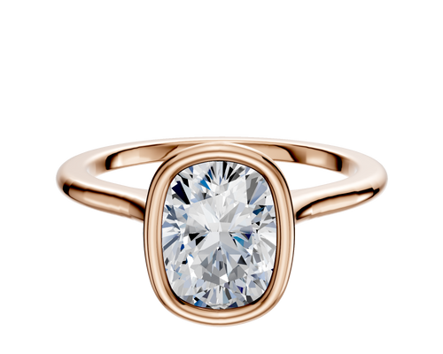 14K Rose Gold Bezel Full Bezel North/South Cathedral Dome 1.5mm Engagement Ring
