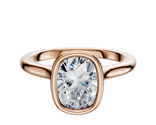 14K Rose Gold Bezel Full Bezel North/South Cathedral Dome 2.0mm Engagement Ring