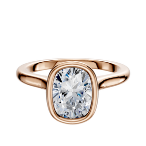 14K Rose Gold Bezel Full Bezel North/South Cathedral Dome 2.0mm Engagement Ring