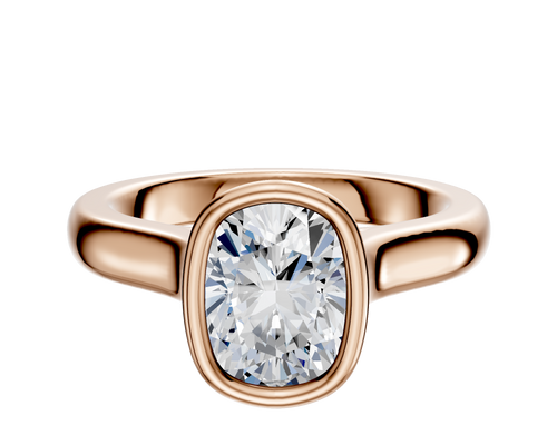 14K Rose Gold Bezel Full Bezel North/South Cathedral Dome 3.0mm Engagement Ring
