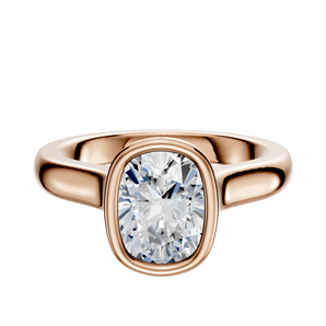 14K Rose Gold Bezel Full Bezel North/South Cathedral Dome 3.0mm Engagement Ring