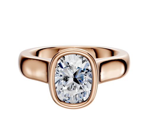 14K Rose Gold Bezel Full Bezel North/South Cathedral Dome 4.0mm Engagement Ring