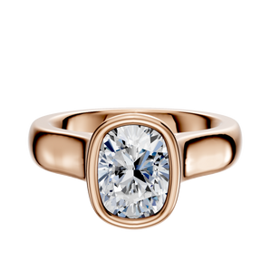 14K Rose Gold Bezel Full Bezel North/South Cathedral Dome 4.0mm Engagement Ring