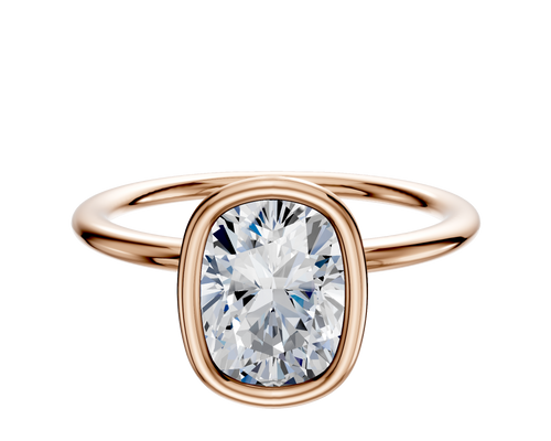 14K Rose Gold Bezel Full Bezel North/South Classic Dome 1.5mm Engagement Ring