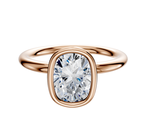 14K Rose Gold Bezel Full Bezel North/South Classic Dome 2.0mm Engagement Ring