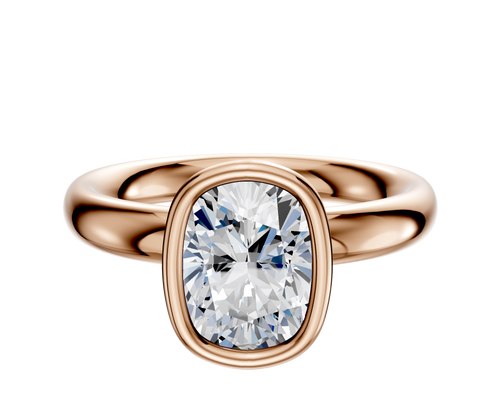 14K Rose Gold Bezel Full Bezel North/South Classic Dome 3.0mm Engagement Ring