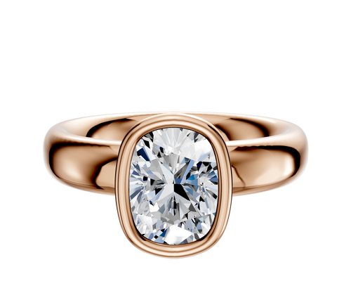 14K Rose Gold Bezel Full Bezel North/South Classic Dome 4.0mm Engagement Ring