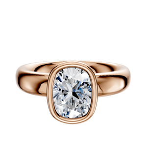 14K Rose Gold Bezel Full Bezel North/South Classic Dome 4.0mm Engagement Ring