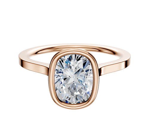 14K Rose Gold Bezel Full Bezel North/South Cathedral Flat 1.5mm Engagement Ring