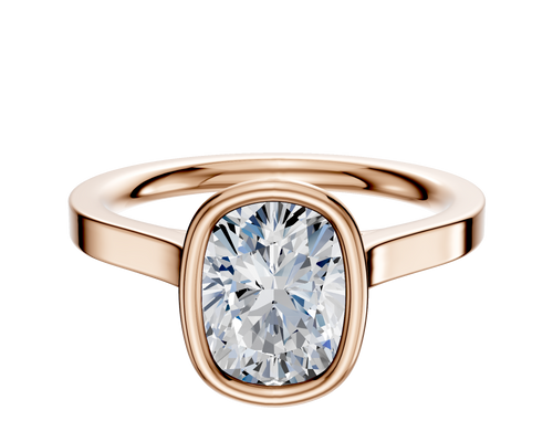 14K Rose Gold Bezel Full Bezel North/South Cathedral Flat 2.0mm Engagement Ring
