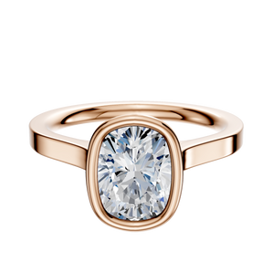 14K Rose Gold Bezel Full Bezel North/South Cathedral Flat 2.0mm Engagement Ring
