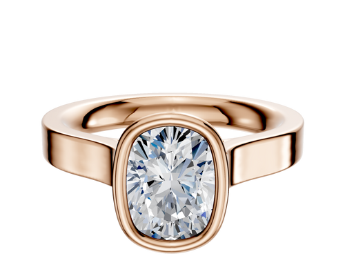 14K Rose Gold Bezel Full Bezel North/South Cathedral Flat 3.0mm Engagement Ring