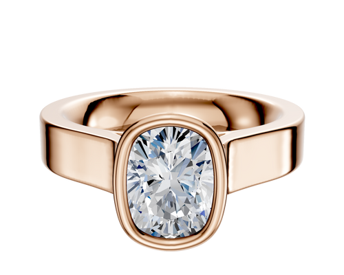 14K Rose Gold Bezel Full Bezel North/South Cathedral Flat 4.0mm Engagement Ring