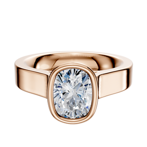 14K Rose Gold Bezel Full Bezel North/South Cathedral Flat 4.0mm Engagement Ring