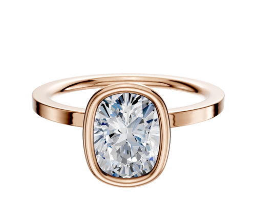 14K Rose Gold Bezel Full Bezel North/South Classic Flat 1.5mm Engagement Ring