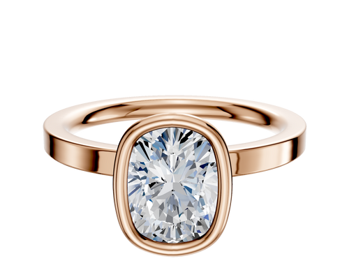 14K Rose Gold Bezel Full Bezel North/South Classic Flat 2.0mm Engagement Ring