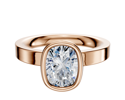 14K Rose Gold Bezel Full Bezel North/South Classic Flat 3.0mm Engagement Ring