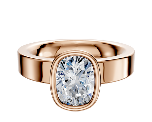 14K Rose Gold Bezel Full Bezel North/South Classic Flat 4.0mm Engagement Ring