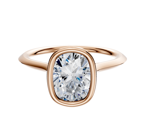 14K Rose Gold Bezel Full Bezel North/South Cathedral Knife Edge 1.5mm Engagement Ring