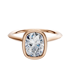 14K Rose Gold Bezel Full Bezel North/South Cathedral Knife Edge 1.5mm Engagement Ring