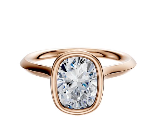 14K Rose Gold Bezel Full Bezel North/South Cathedral Knife Edge 2.0mm Engagement Ring