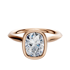 14K Rose Gold Bezel Full Bezel North/South Cathedral Knife Edge 2.0mm Engagement Ring