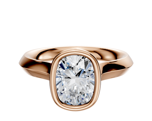 14K Rose Gold Bezel Full Bezel North/South Cathedral Knife Edge 3.0mm Engagement Ring