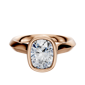 14K Rose Gold Bezel Full Bezel North/South Cathedral Knife Edge 3.0mm Engagement Ring