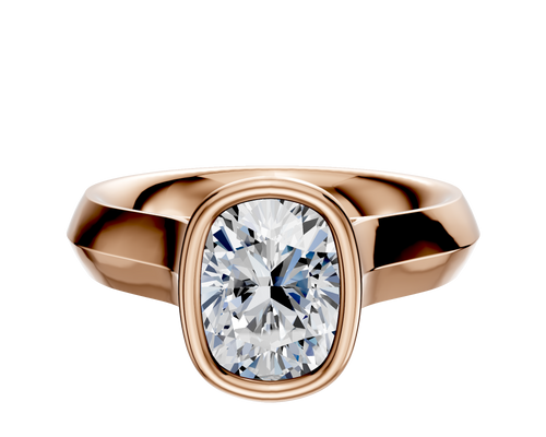 14K Rose Gold Bezel Full Bezel North/South Cathedral Knife Edge 4.0mm Engagement Ring